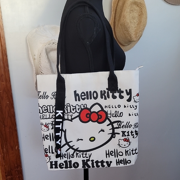 Hello Kitty Handbags - Hello Kitty White Tote with Black and Red Accents